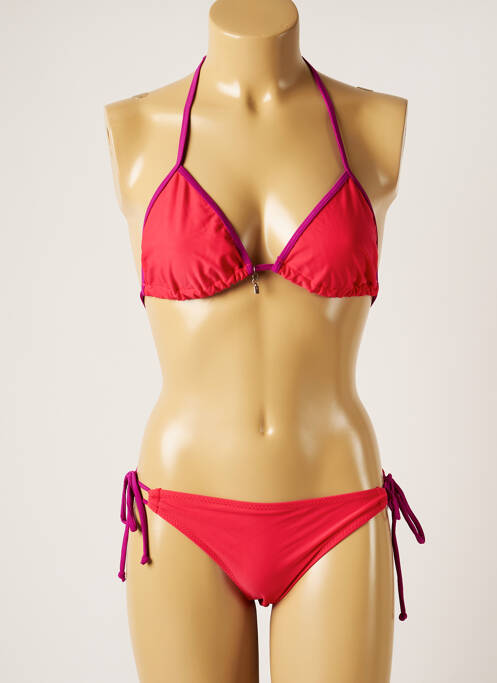 Maillot de bain 2 pièces stretch haut triangles rouge LITTLE MARCEL femme