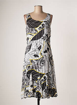 Robe mi-longue imprimé fantaisie sans manche noir FRANK LYMAN femme