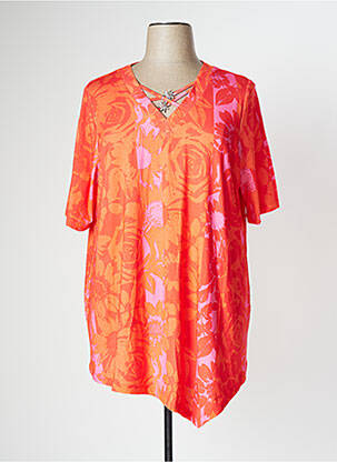 T-shirt stretch manches courtes orange SEMPRE PIU femme