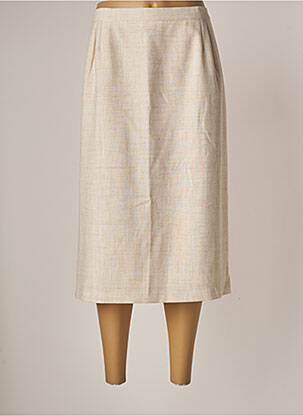 Jupe mi-longue coupe droite beige GEVANA femme