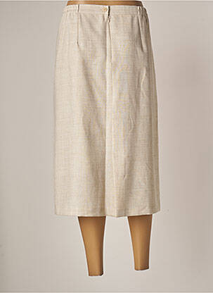 Jupe mi-longue coupe droite beige GEVANA femme