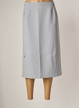 Jupe mi-longue coupe droite bleu GEVANA femme