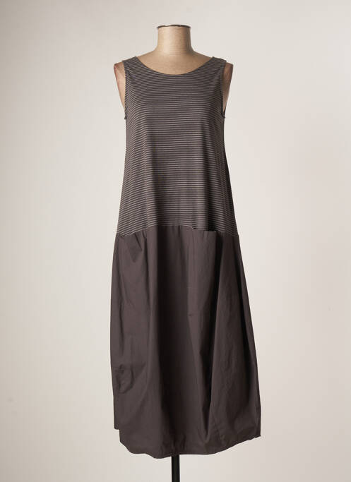 Robe mi-longue sans manche sans manche marron APUNTOB femme