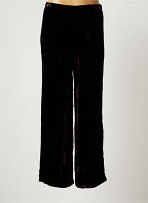 Pantalon large fermeture zip latéral taille haute violet VERONIQUE D. femme