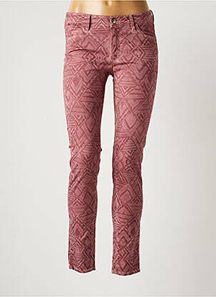 Pantalon slim tissage popeline taille haute rose REIKO femme