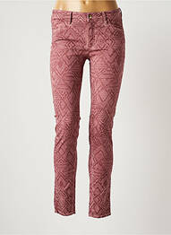 Pantalon slim tissage popeline taille haute rose REIKO femme