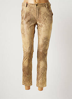 Pantalon chino fermeture zippée sous rabat boutonné taille normale beige JOHANNA PARIS femme