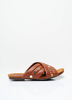 Mules/sabots tissage satiné talon plat jusqu'à 3cm marron BILLIBI femme