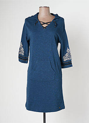 Robe mi-longue manches longues manches longues bleu BANANA MOON femme