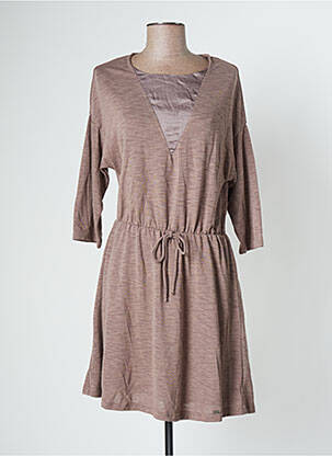 Robe mi-longue manches longues manches longues marron BANANA MOON femme