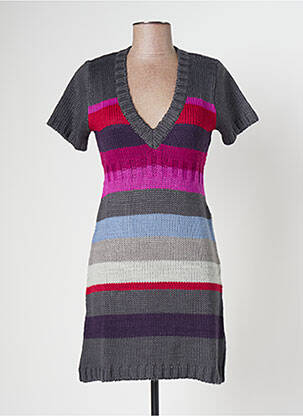 Robe mi-longue manches courtes manches courtes gris BANANA MOON femme