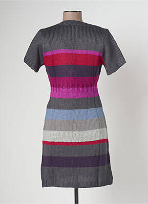 Robe mi-longue manches courtes manches courtes gris BANANA MOON femme