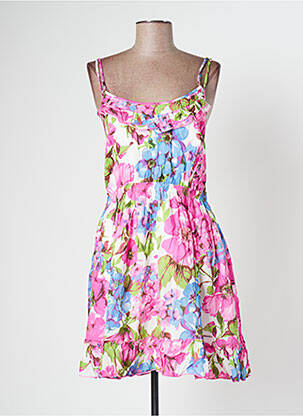 Robe mi-longue imprimé fleurs sans manche rose BANANA MOON femme