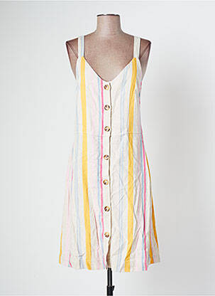 Robe mi-longue tissage crêpe sans manche beige BANANA MOON femme