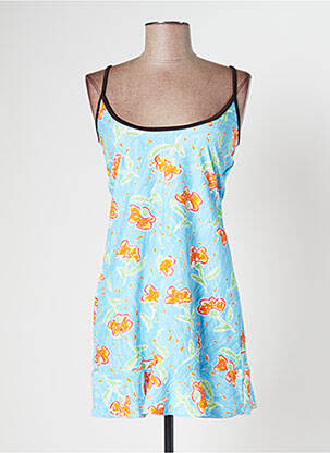 Robe mi-longue imprimé fleurs fines bretelles bleu BANANA MOON femme