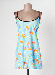Robe mi-longue imprimé fleurs fines bretelles bleu BANANA MOON femme