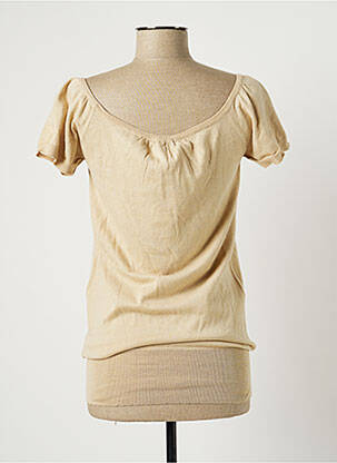 Pull finition bords-côtes manches courtes beige BANANA MOON femme