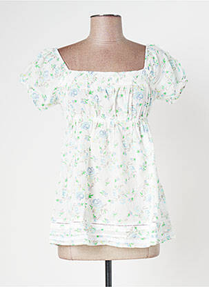Top col carré manches courtes blanc BANANA MOON femme