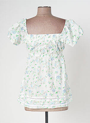 Top col carré manches courtes blanc BANANA MOON femme