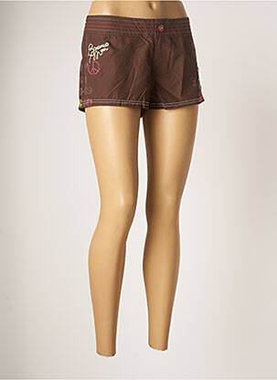 Bas de maillot de bain effet matière satinée short marron BANANA MOON femme