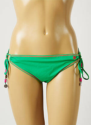 Bas de maillot de bain tissage satiné bikini vert BANANA MOON femme
