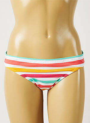 Bas de maillot de bain imprimé rayures culotte blanc BANANA MOON femme