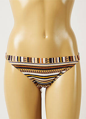 Bas de maillot de bain effet matière satinée bikini marron BANANA MOON femme