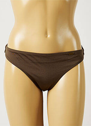 Bas de maillot de bain tissage satiné culotte marron BANANA MOON femme