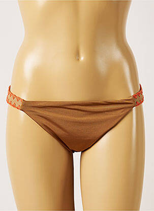 Bas de maillot de bain tissage satiné culotte marron BANANA MOON femme