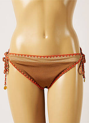 Bas de maillot de bain tissage satiné culotte marron BANANA MOON femme