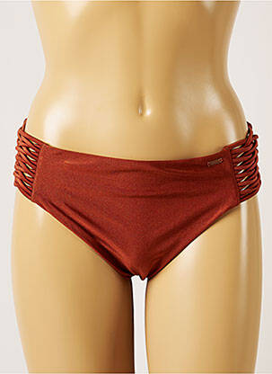 Bas de maillot de bain effet matière satinée culotte marron BANANA MOON femme