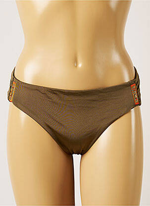 Bas de maillot de bain effet matière satinée culotte vert BANANA MOON femme