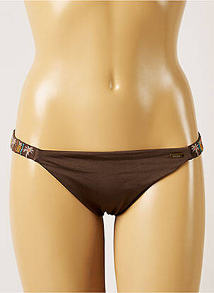 Bas de maillot de bain effet matière satinée bikini marron BANANA MOON femme
