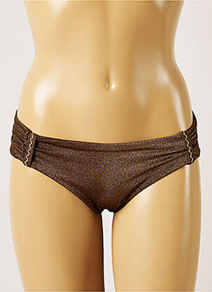 Bas de maillot de bain effet matière satinée bikini marron BANANA MOON femme