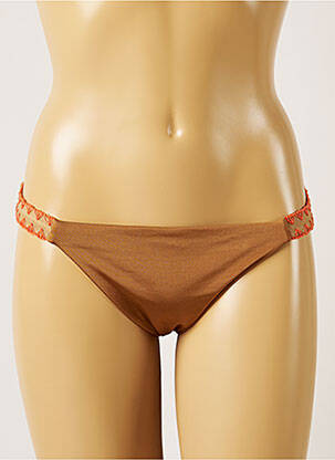 Bas de maillot de bain effet matière satinée bikini marron BANANA MOON femme
