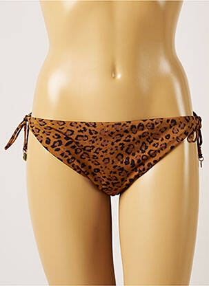 Bas de maillot de bain tissage satiné bikini marron BANANA MOON femme