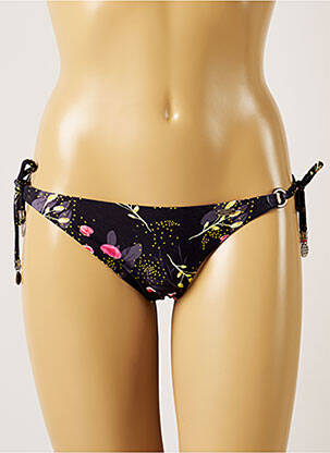 Bas de maillot de bain imprimé fleurs bikini noir BANANA MOON femme