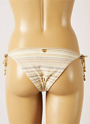 Bas de maillot de bain imprimé rayures bikini beige BANANA MOON femme