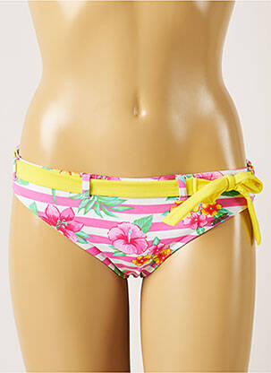 Bas de maillot de bain imprimé rayures culotte rose BANANA MOON femme