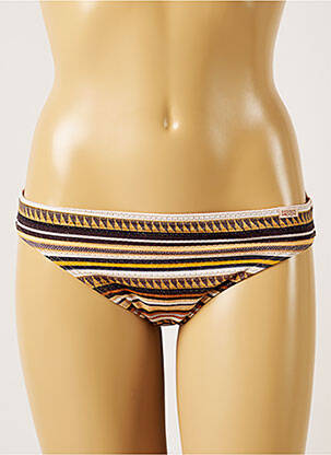 Bas de maillot de bain imprimé rayures culotte marron BANANA MOON femme