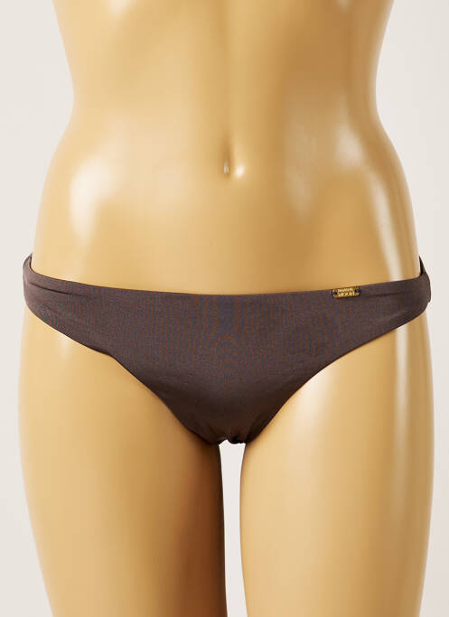 Bas de maillot de bain tissage satiné culotte marron BANANA MOON femme