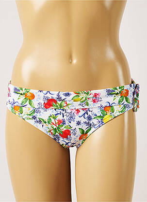 Bas de maillot de bain imprimé fleurs culotte blanc BANANA MOON femme