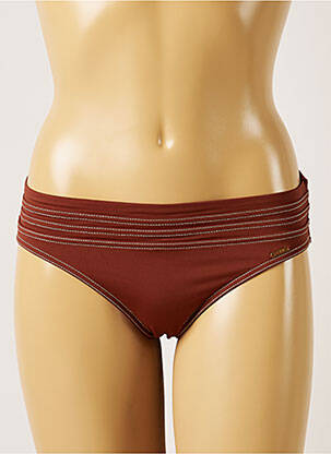 Bas de maillot de bain effet matière satinée culotte marron LIVIA femme