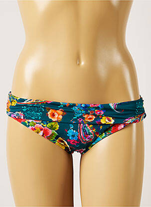Bas de maillot de bain imprimé fleurs culotte bleu LIVIA femme