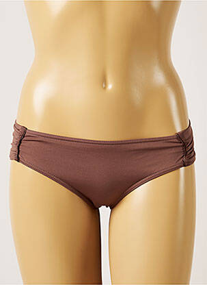 Bas de maillot de bain effet matière satinée culotte marron LIVIA femme