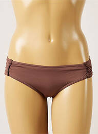 Bas de maillot de bain effet matière satinée culotte marron LIVIA femme