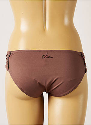 Bas de maillot de bain effet matière satinée culotte marron LIVIA femme