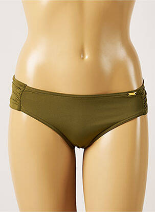 Bas de maillot de bain effet matière satinée culotte vert LIVIA femme