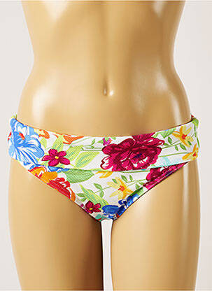 Bas de maillot de bain imprimé fleurs culotte blanc LIVIA femme