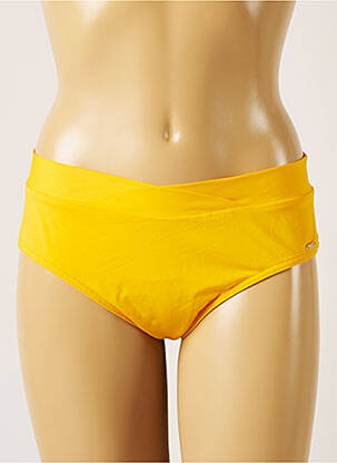 Bas de maillot de bain effet matière satinée culotte jaune LIVIA femme